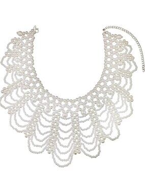 Somimi Dissent Collar Necklace, Detachable Pearl Beaded Choker Feminist Jewelry